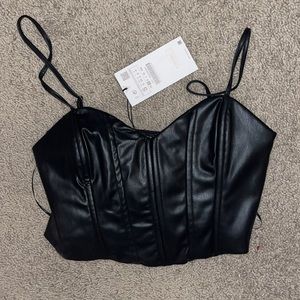 NWT Zara Leather Crop Top